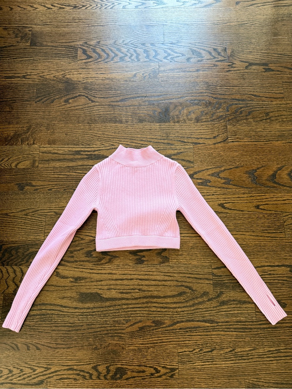 wild fable Pink Ribbed Cropped Mock Neck Top